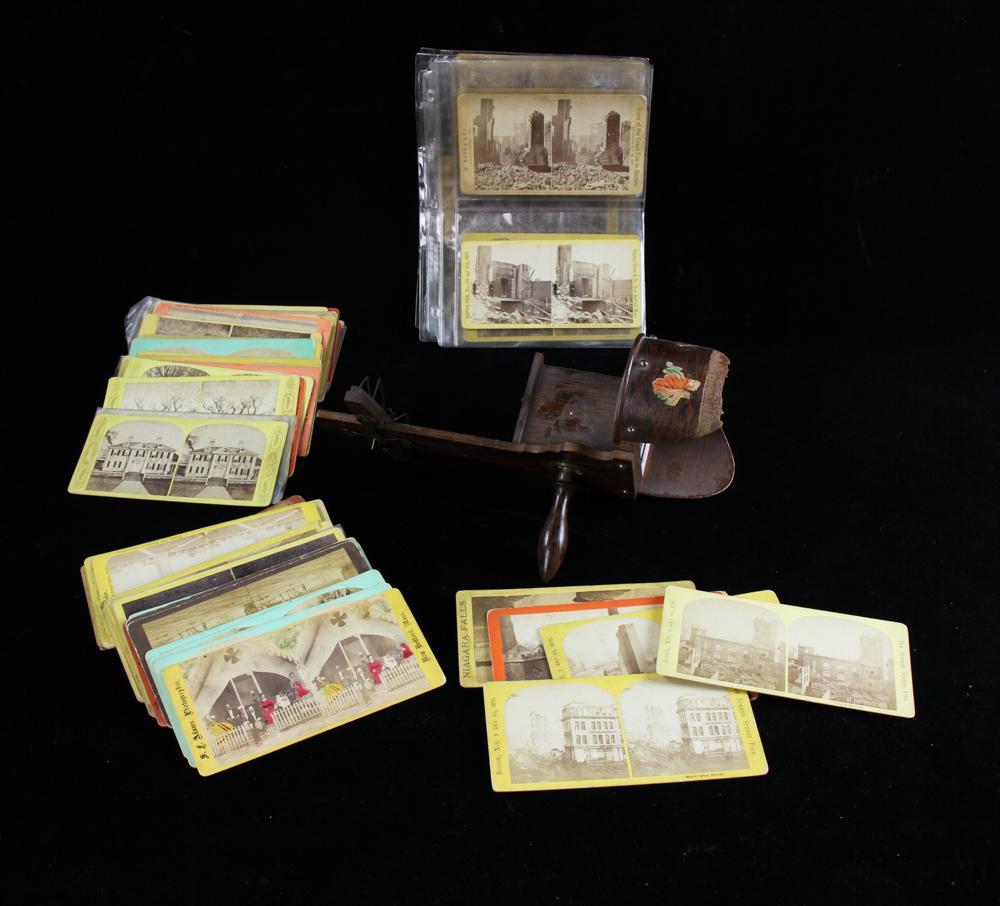 (96) Cabinet Cards: Cabinet cards, to include: views of Great Boston Fire, Bunker Hill, Boston Colosseum, City Hall Salem, Frog Pond, etc., approximately (96) cards total. Provenance: From a Florida estate.