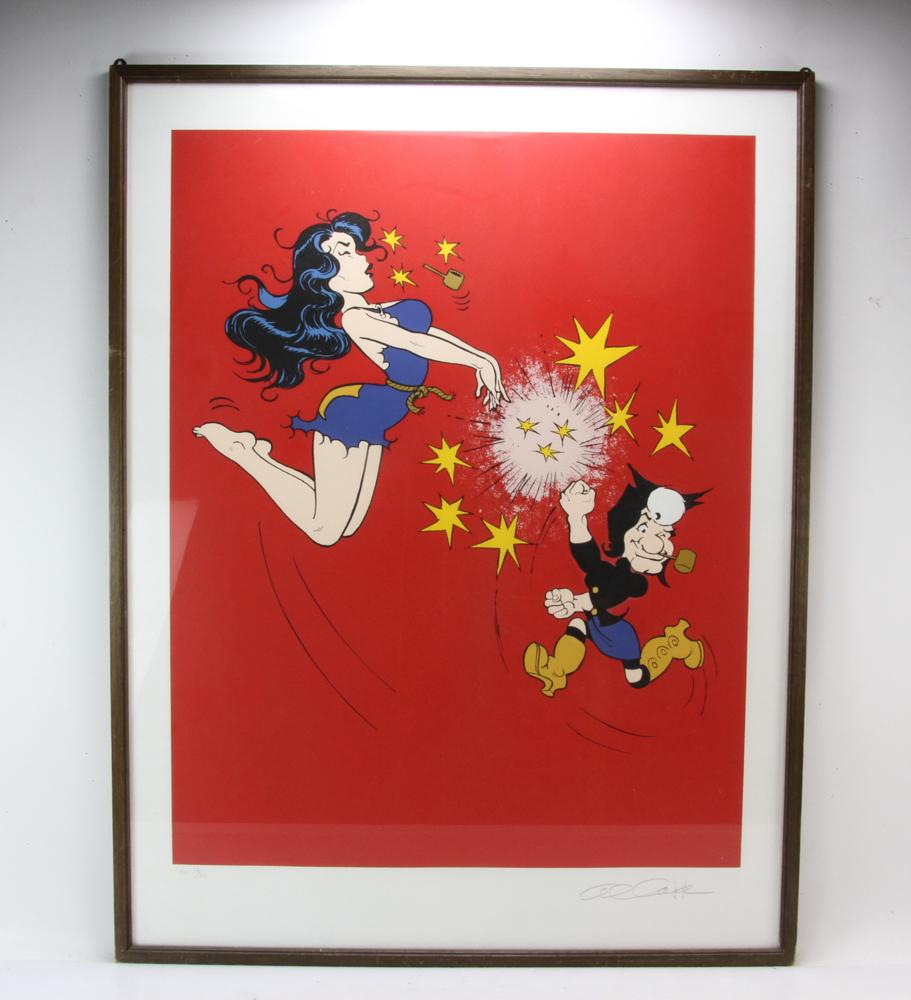 Al Capp, Cartoon Print: Al Capp (1909-1979), cartoon print, signed in pencil, framed 39" x 30". Provenance: From a Florida estate.