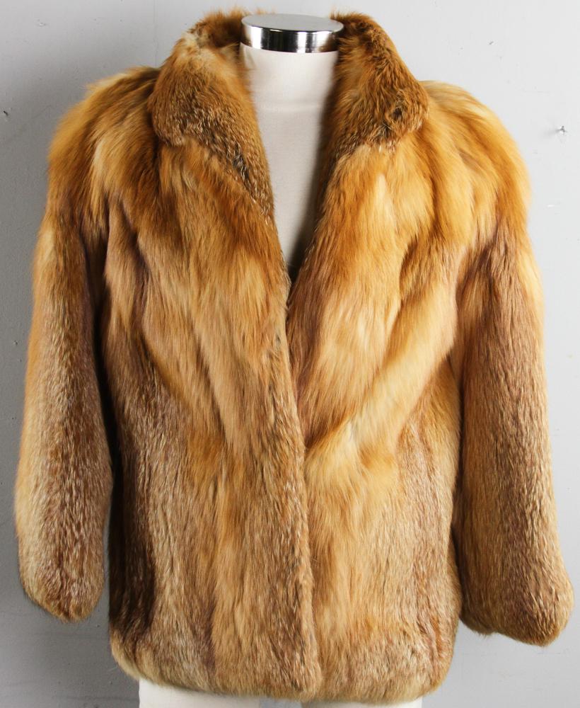 Red Fox Jacket: Red fox jacket, labeled 'Pappas Furs Original', size 8. Provenance: From a California collector.