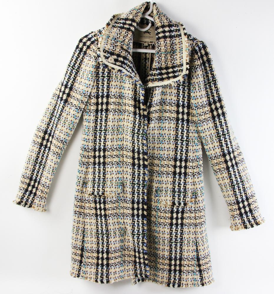 Burberry Tweed Coat: Burberry tweed coat. Size 8. Good condition.
