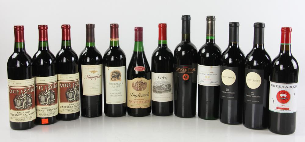 Group of Assorted California Wines: Group of wines, to include: (1) 1997 Franciscan Oakville Estate "Magnificat" cab blend; (1) 1997 Freemark Abbey cab; (1) 1996 Gallo Northern Sonoma cab; (1) 1995 Geyser Peak shiraz reserve; (2) 2006 G