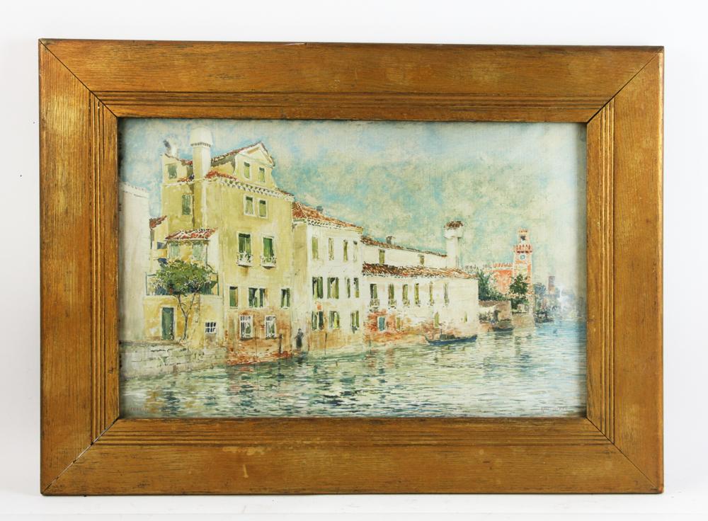 Ross Turner Signed View of Venice: Ross Turner signed, view of Venice, oil on canvas, signed, 12" x 18 1/2", framed 17 1/2" x 24". Provenance: Keller Estate, Nahant, Massachusetts.