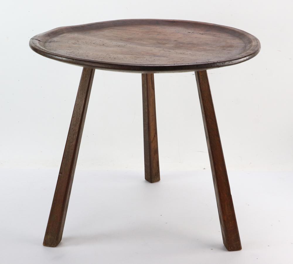 George III Dish Top Tavern Table: George III dish top tavern table, 18" x 19 1/2". Provenance: From a San Clemente, California estate.