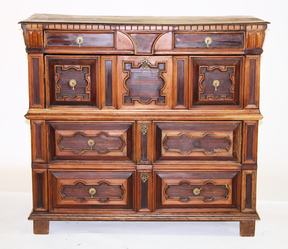 English William and Mary Period Chest: English William and Mary period chest, 44" x 49" x 22". Provenance: From a 1600s house in Medford, Massachusetts.