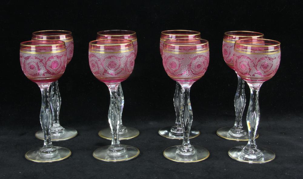 Set of Blown Overlay Stemware (1 of 4)