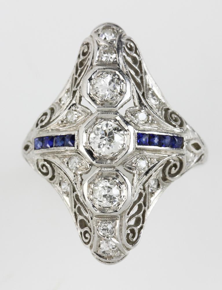 Platinum Ring with Diamonds and Sapphires (1 of 6)