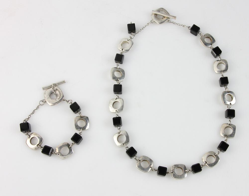 Tiffany Sterling Onyx Necklace and Bracelet (1 of 6)