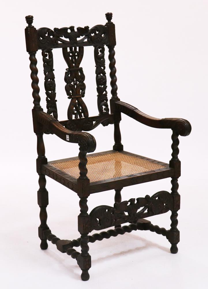 Carved Jacobean Style Chair Dec 28, 2019 Kaminski Auctions in MA