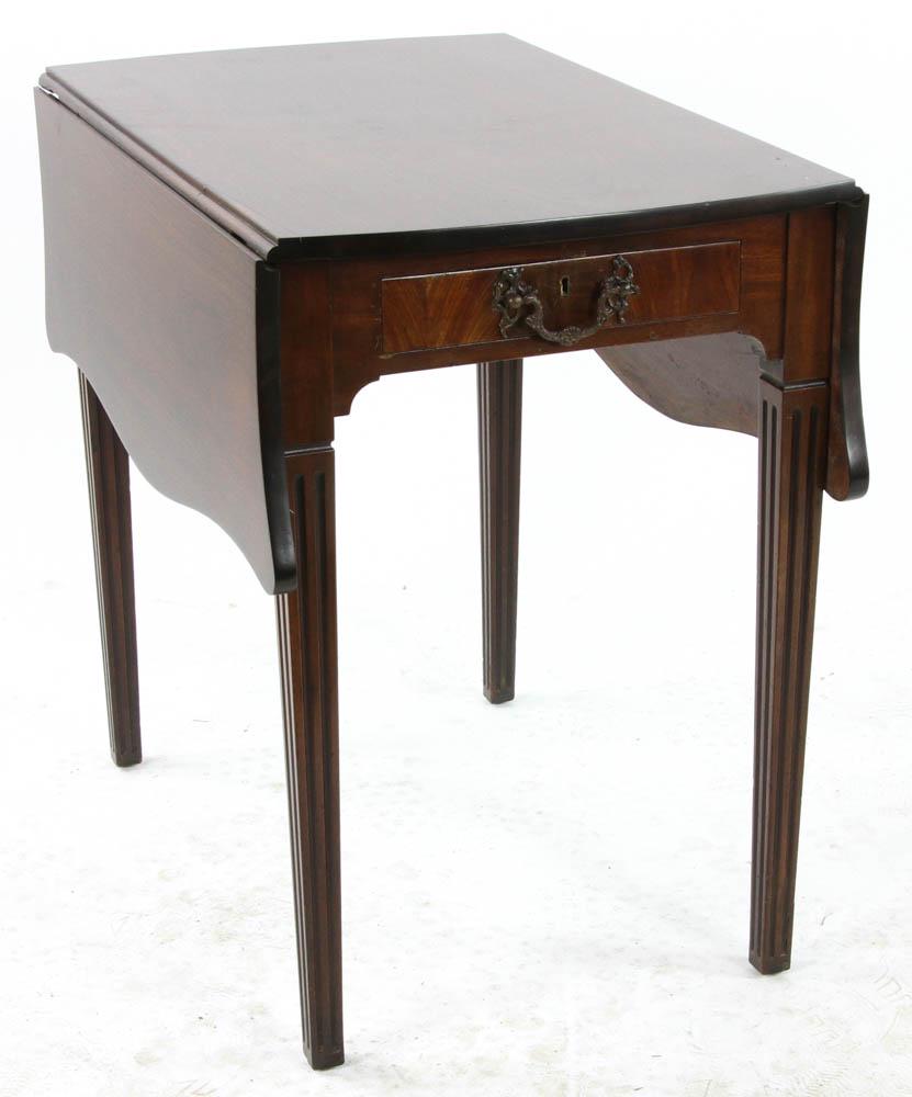 George III Style Mahogany Pembroke Table: George III-style mahogany pembroke table, circa 1920, 28" H x 19 1/2" W x 30" D.