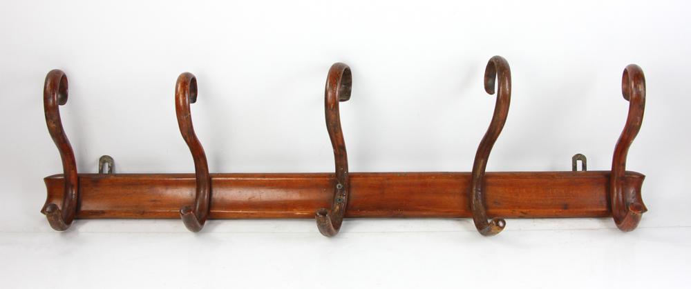 Antique Thonet Bentwood Coat Rack: Antique Thonet bentwood coat rack, 34" H x 9" W.