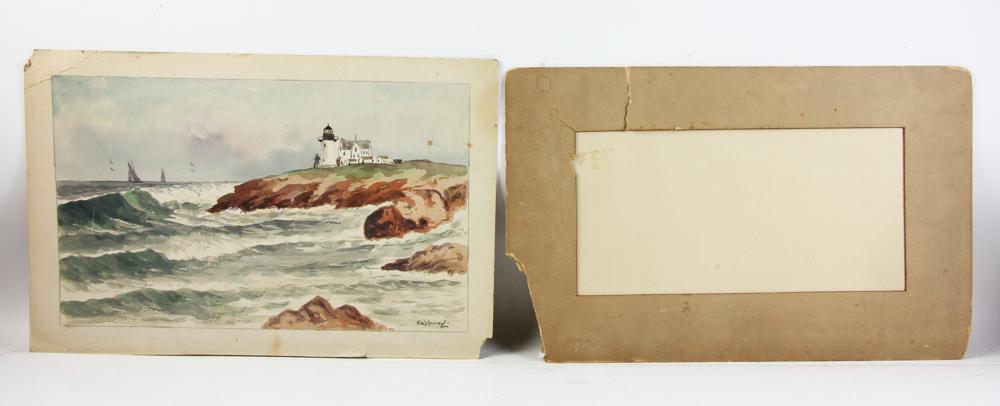 E.A. Harvey Signed, Watercolor of Lighthouse: E.A. Harvey signed, watercolor of a lighthouse, 11 1/2" x 19".