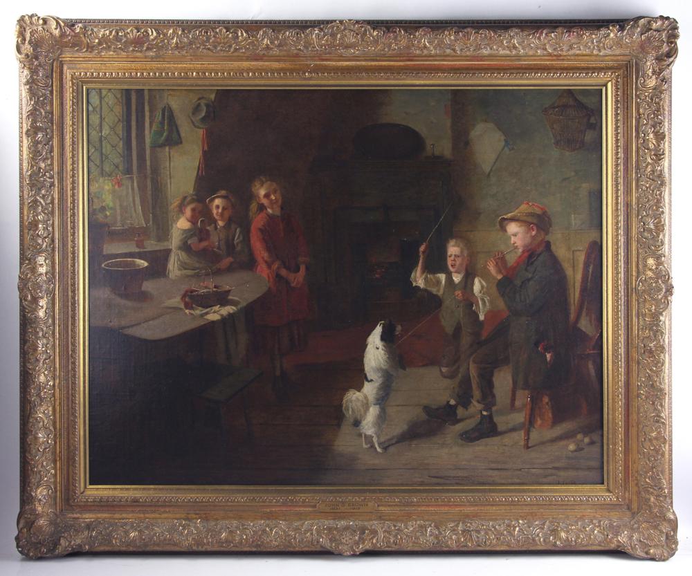 J G Brown, Interior with Children, Oil on Canvas (1 of 7)