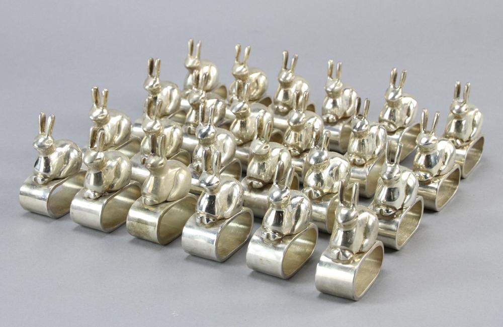 Set of (24) Silverplate Rabbit Form Napkin Rings (1 of 3)