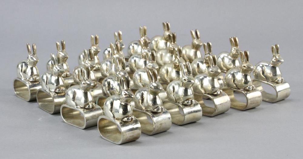 Set of (24) Silverplate Rabbit Form Napkin Rings (1 of 3)