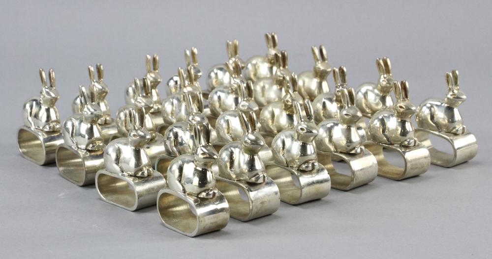 Set of (24) Silverplate Rabbit Form Napkin Rings (1 of 3)