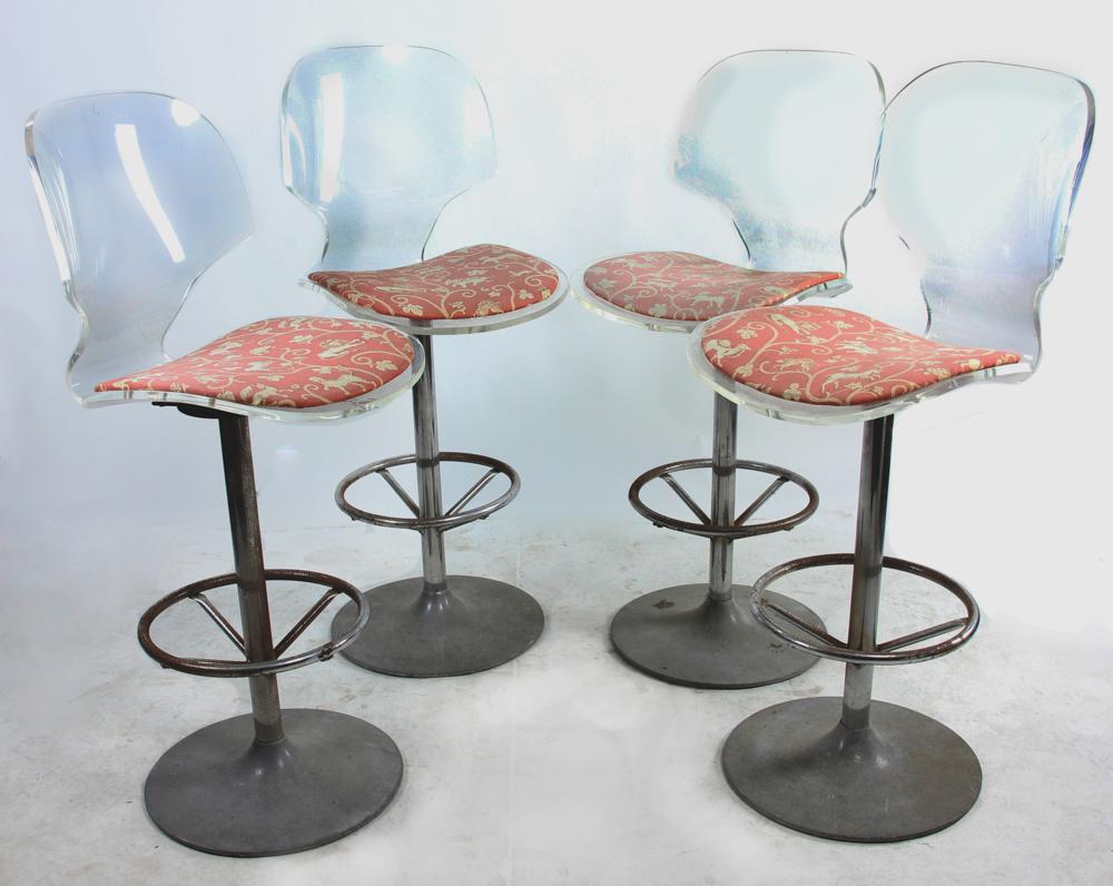 Set of Four Lucite Bar Style Chairs (1 of 3)