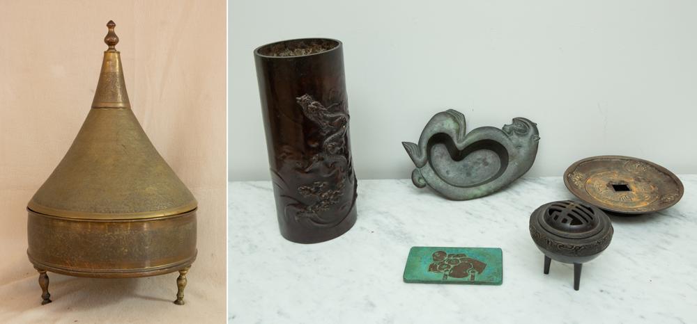 Antique Brazier w/ Bronze and Metal Items (1 of 9)