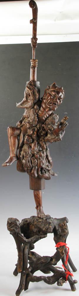 Chinese 19thC Carved Wood Luohan Figure (1 of 10)