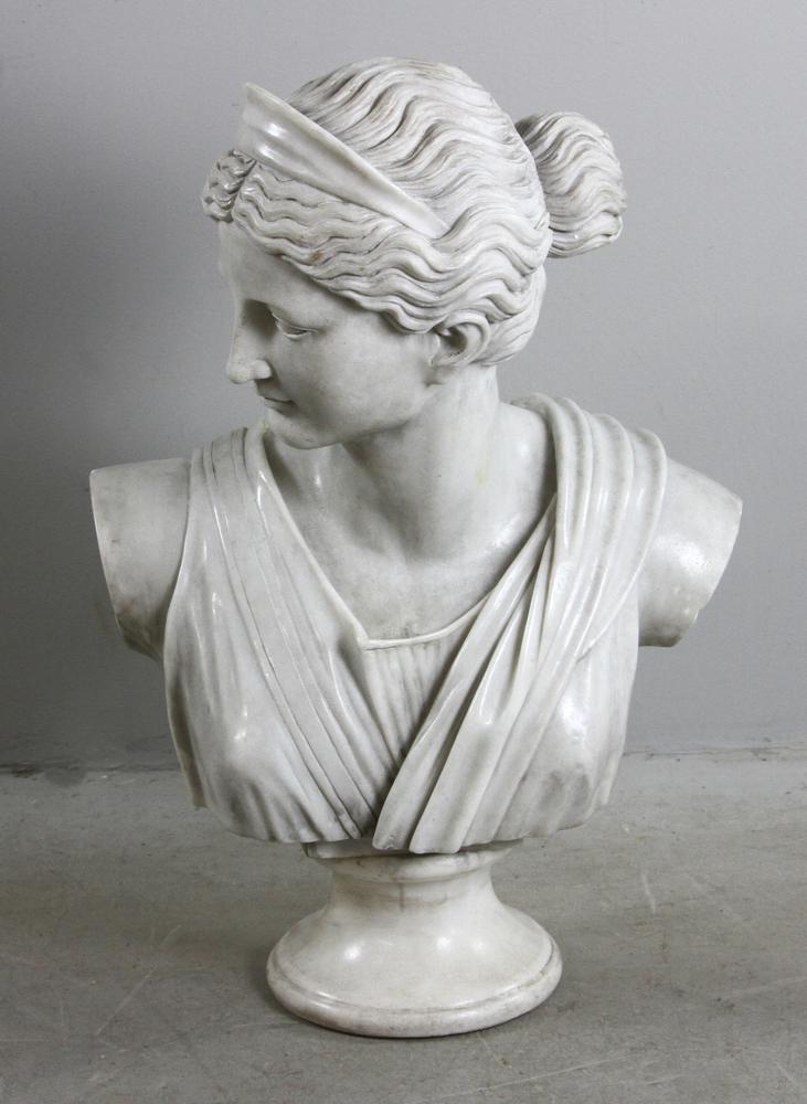 Carved Italian Marble Bust of Diana (1 of 8)