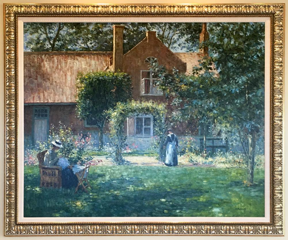 19thC Style French Garden Scene, Oil on Canvas (1 of 2)