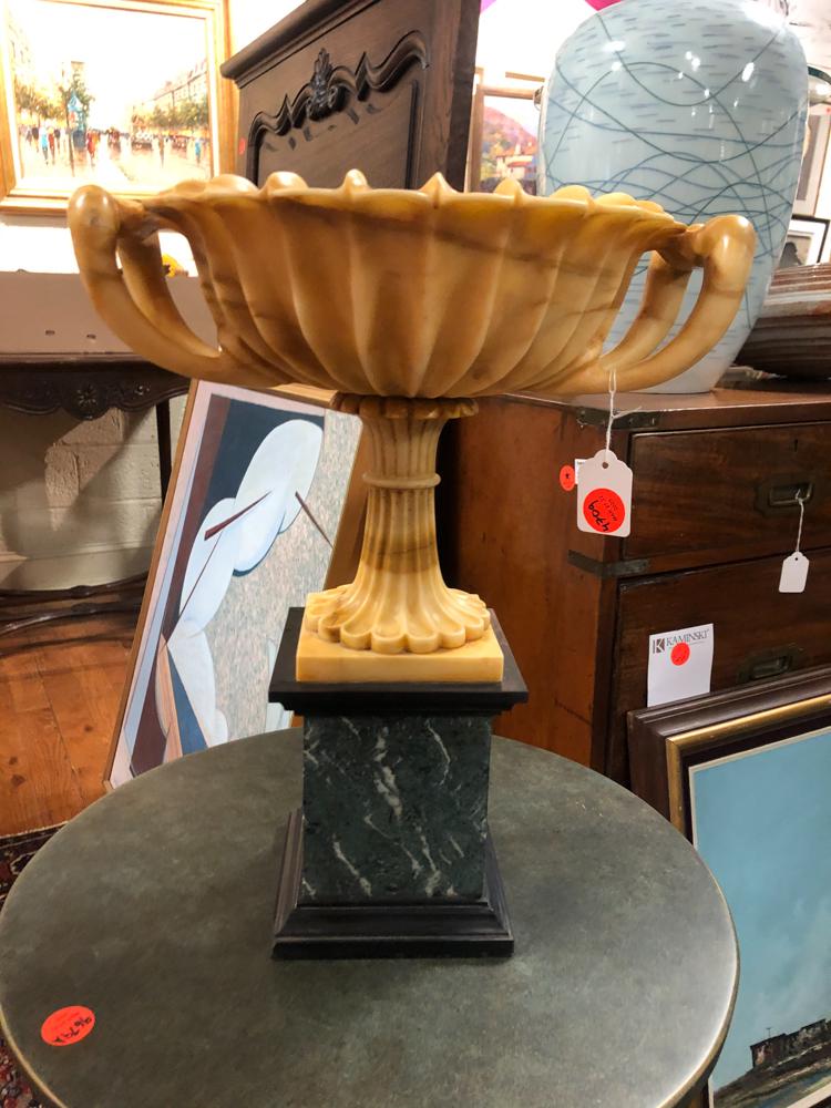 Alabaster Urn on Italian Marble Pedestal (1 of 7)