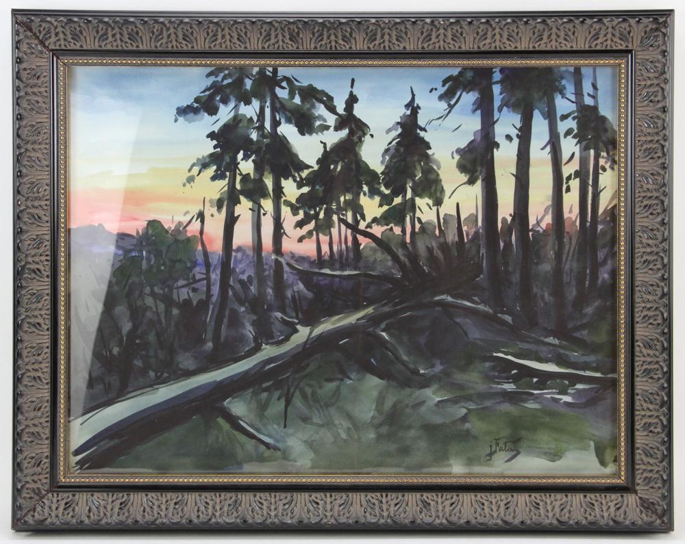 Julian Falat, Woodland Landscape, Watercolor (1 of 4)