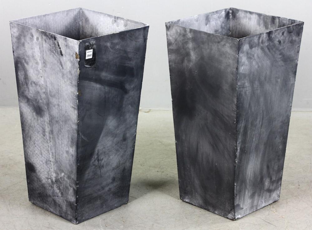Pair of Grey Metal Tree Planters (1 of 4)