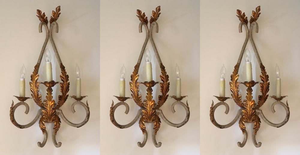 Set of (3) Italian Wrought Iron Sconces (1 of 1)