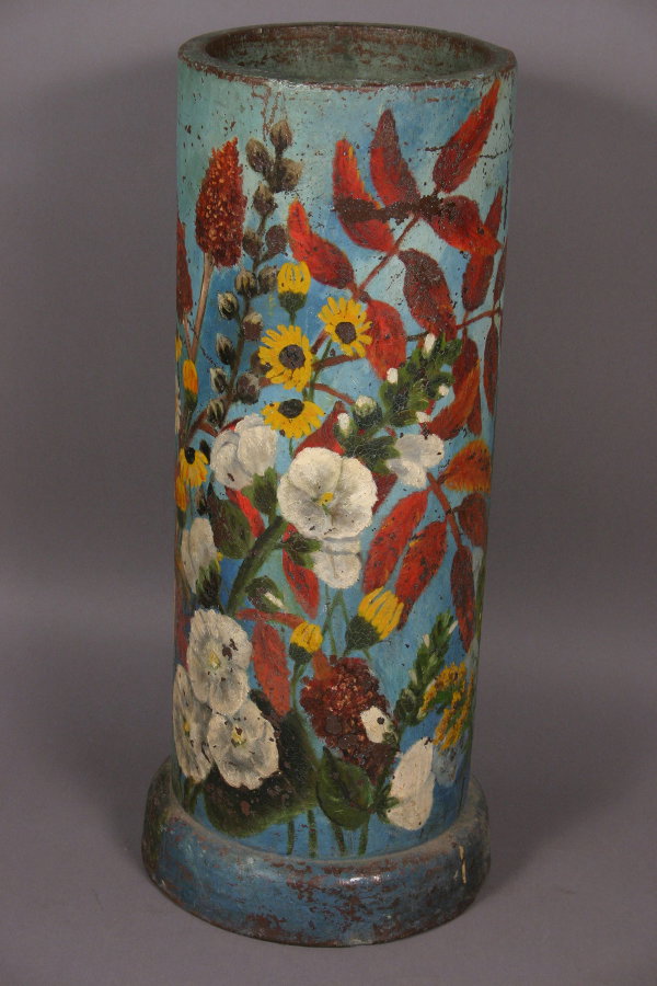 19TH C. PAINTED CLAY SEWER PIPE UMBRELLA STAND