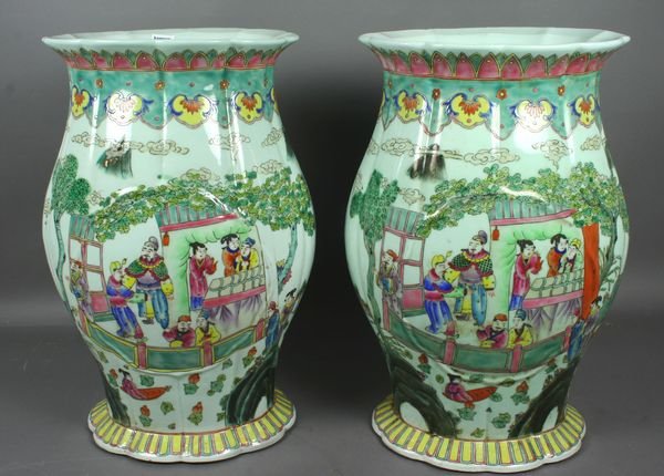 Pair of 20th C. Chinese Famille Rose Vases - 2