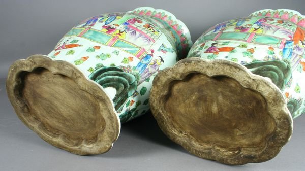 Pair of 20th C. Chinese Famille Rose Vases - 3