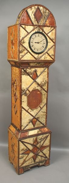 20th C. Adirondack-style Twig & Birchbark Clock