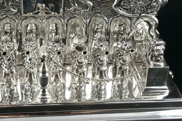 20th Century Judaica, Sterling Silver Menorah - 3