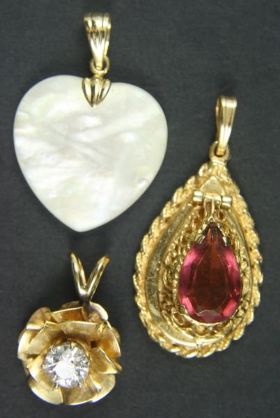 14kt Gold Cameo, Diamond Pendant etc., 44 dwt - 3