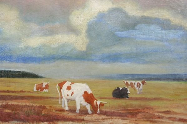 19th Century, Grazing Cows, o/c - 2