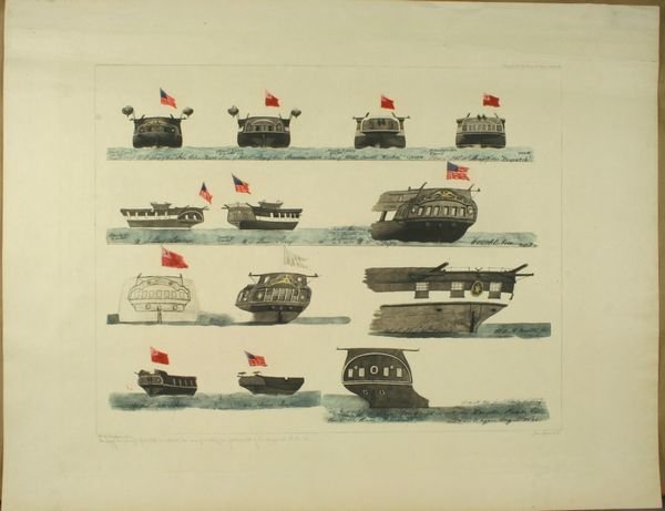 C1908 Limited Edition Lithograph of Ship Sterns