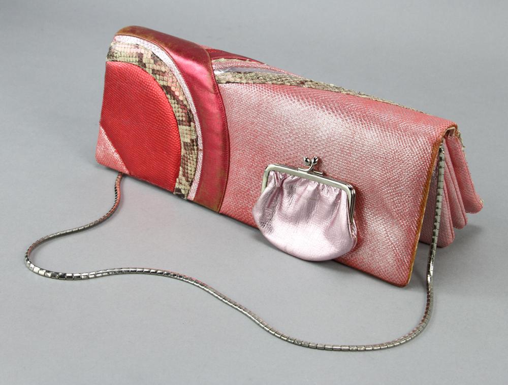 Judith Leiber Snake Skin Leather Handbag: Judith Leiber snake skin leather handbag. Provenance: Santa Barbara, California estate.