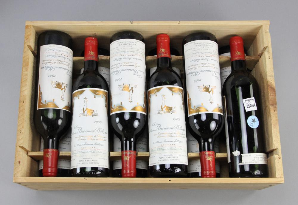 Case of Chateau Mouton Baronne Philippe: Case of Chateau Mouton Baronne Philippe, Pauillac, (2) 1981 and (10) 1982, 750 mL. Provenance: From a Santa Barbara, California estate.