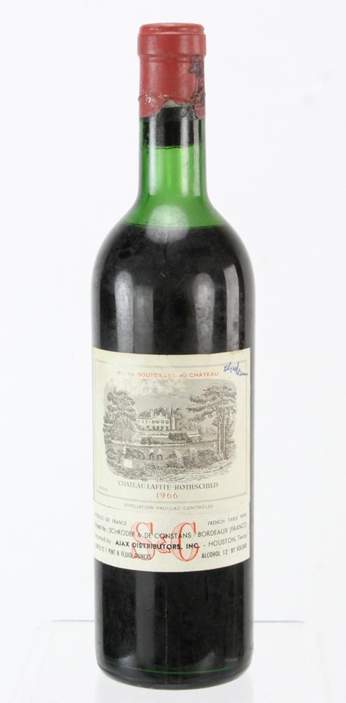1966 Chateau Lafite Rothschild: 1966 Chateau Lafite Rothschild Pauillac. Provenance: Singer Island, Florida collection.