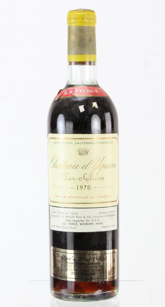 1970 Chateau d'Yquem Lur Saluces: 1970 Chateau d'Yquem Lur Saluces Sauternes. Provenance: Singer Island, Florida collection.
