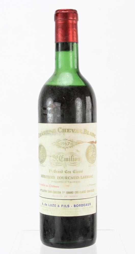 1967 Chateau Cheval Blanc St Emilion: 1967 Chateau Cheval Blanc St. Emilion Premiere Grand Cru Classe. Provenance: Singer Island, Florida collection.