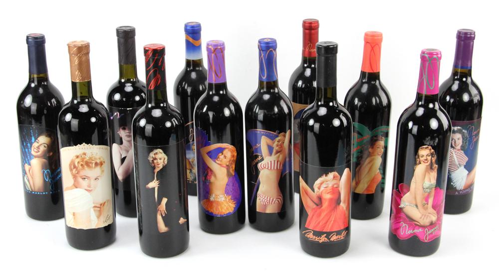 (12) Bottles Marilyn Monroe and Norma Jean Wines: Twelve (12) bottles of Marilyn Monroe and Norma Jean wines, to include: Norma Jean Merlot 1998, 1999, 2000, 2001, 2002, 2003, 2004, and 2005; Marilyn Merlot 1996, 1997, 1998, and 1999. Provenance: Fro