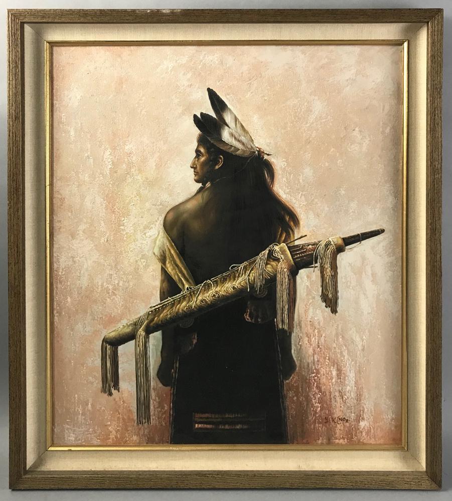 Y. K. Choe, Native American Warrior, Oil on Canvas (1 of 3)