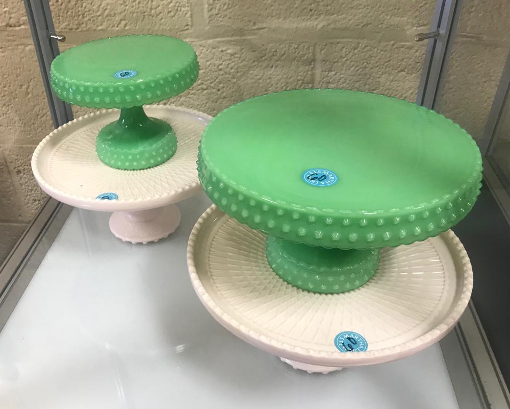 Four Vintage Glass Cake Stands: Four vintage glass cake stands.