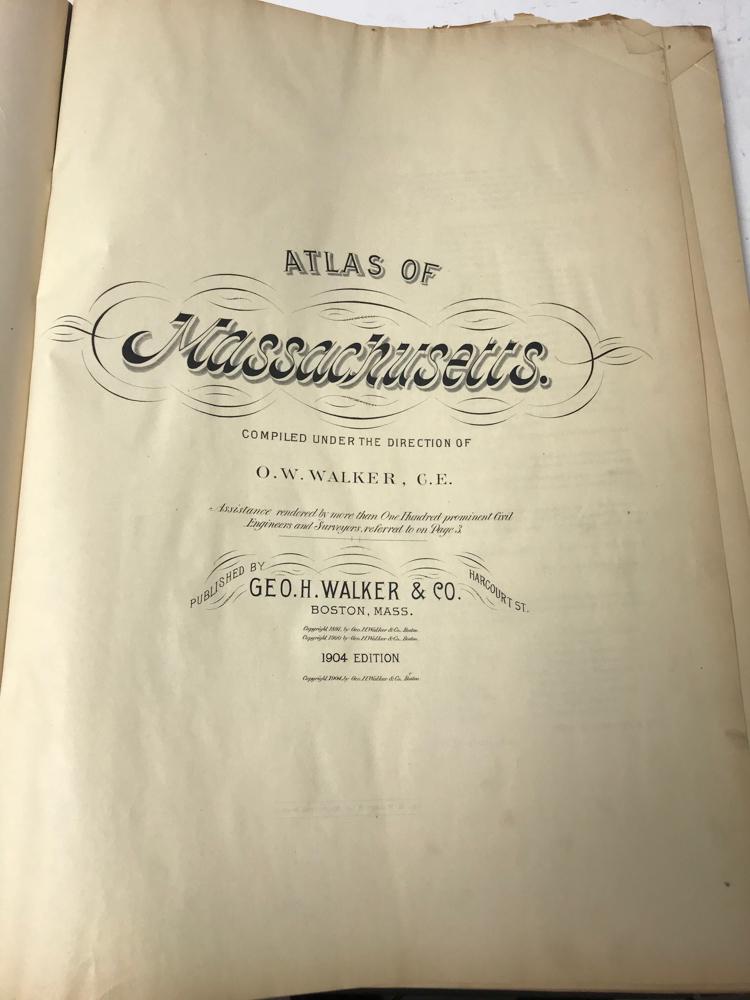 Atlas of Massachusetts: Atlas of Massachusetts by George H. Walker & Co., 1904 edition, 20" x 15".