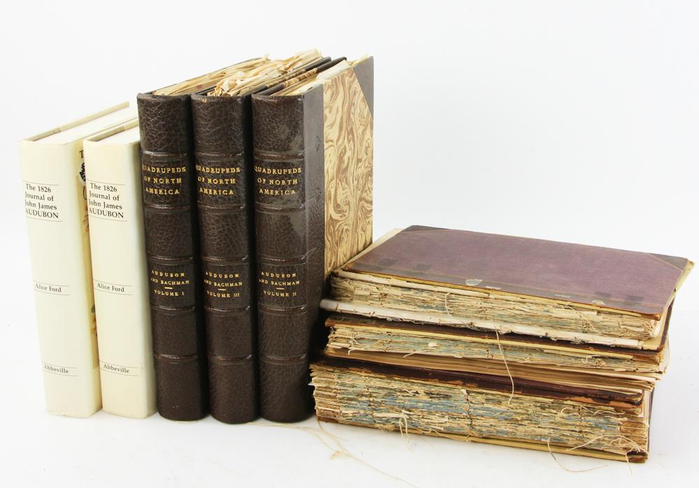 Eight John James Audubon Books: Eight (8) John James Audubon books, to include: "The Birds of America", published by J.J. Audubon 1840-1843, volumes 12 and 6; "Quadrupeds of North America", by John James Audubon and the Rev. John Ba