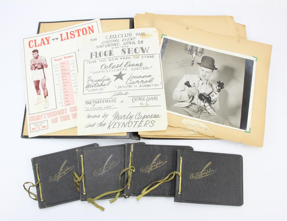 Collection of Circa 1940 Autographs: Collection of autographs, 1938-1940, singers, actors, fighters, etc., to include Ed Wynn, Ella Fitzgerald, Helen Hayes, Max Baer, Jackie Cooper, Jack Dempsey, George Raft, Martha Raye, Lionel Hampton,