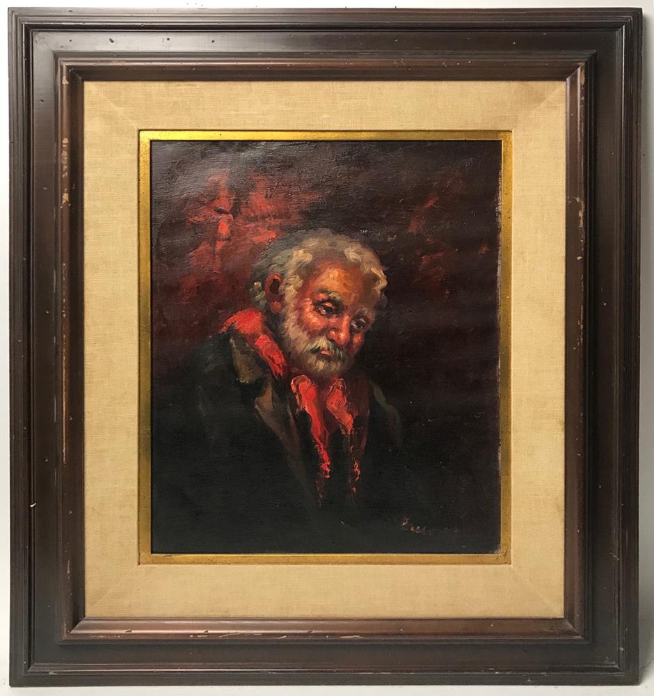 Pascal Cucaro, Portrait, Oil on Canvas: Pascal Cucaro, portrait, oil on canvas, framed 32" x 28". Provenance: From an Orange, California estate.