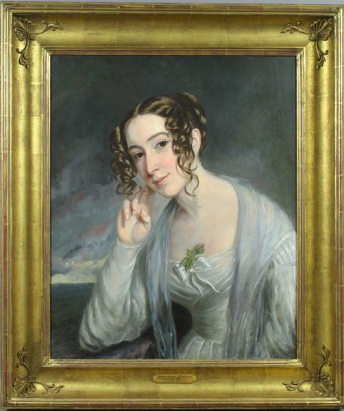 Thomas Sully, Portrait of a Southern Belle, o/c: Thomas Sully (British/American, 1783-1872), portrait of a Southern belle, o/c, 27" x 22 1/2", in frame 35" x 29 1/2".