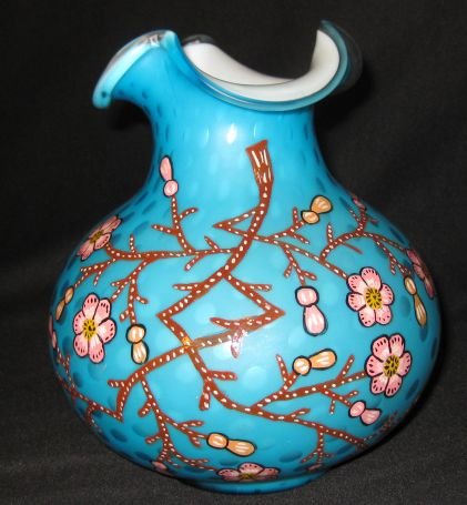 19th C. Blown Glass Vase, Signed Thomas Webb: 19th Century blown glass vase by Thomas Webb & Son, 8 1/2"h. x 6 1/2"dia., signed at the bottom.